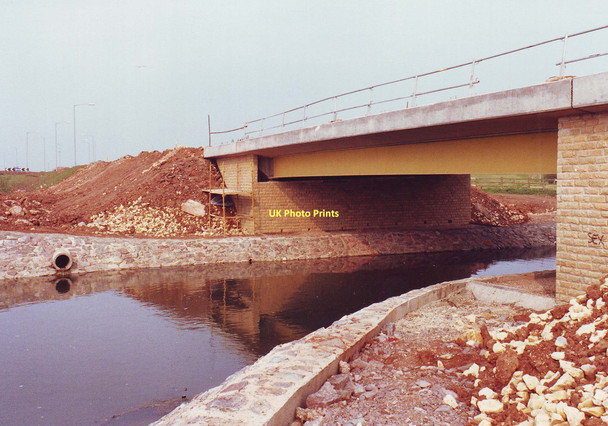 Photo 6"x4" Bridge over River Dene during bypass construction Wellesbourne c1989