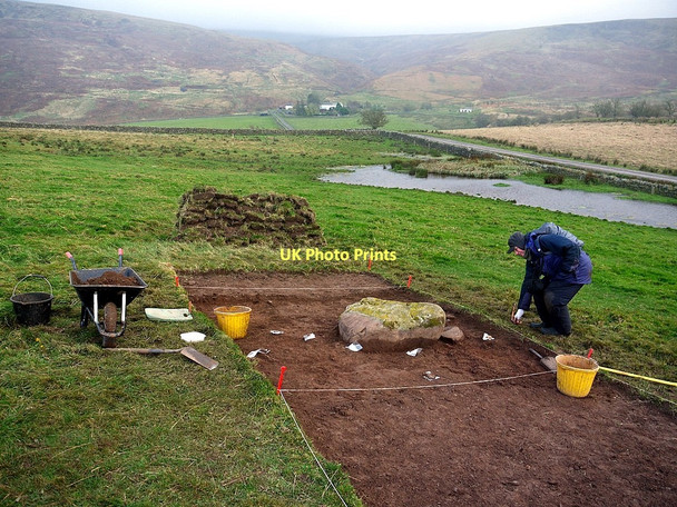 Photo 6"x4" Archaeological excavation at  the Tortie Stone Forest Head c2011