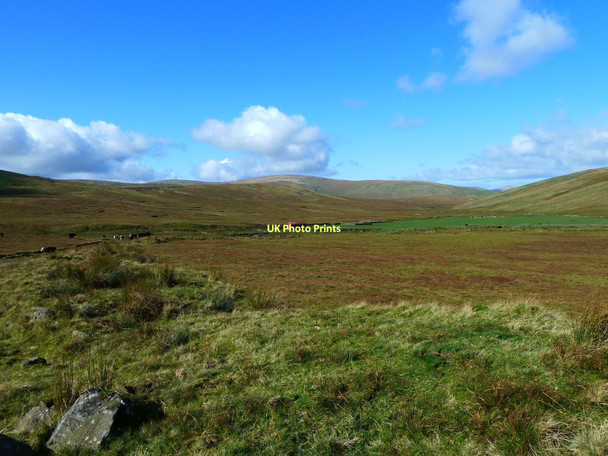 Photo 6"x4" Whiteholm and green field in moorland Hamarty Hill c2011