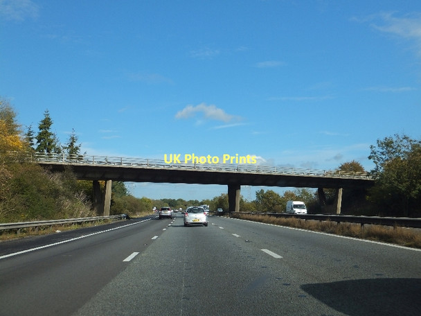 Photo 6"x4" Minor road bridge over M4 in Great Hazes Wood Beenham's Heath c2011