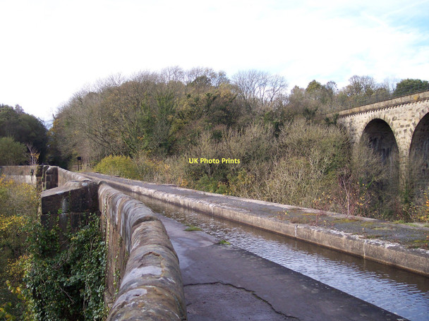 Photo 6"x4" Marple Aqueduct and railway viaduct crosses the River Goyt Romiley c2011
