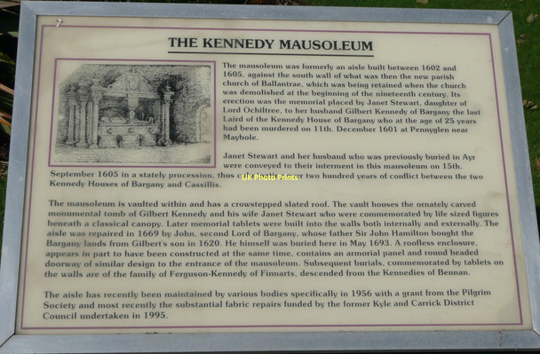 Photo 6"x4" The Kennedy Mausoleum, information board Ballantrae c2011