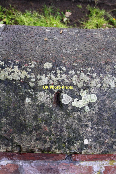 Photo 6"x4" Remains of benchmark on cemetery wall Carlisle c2011