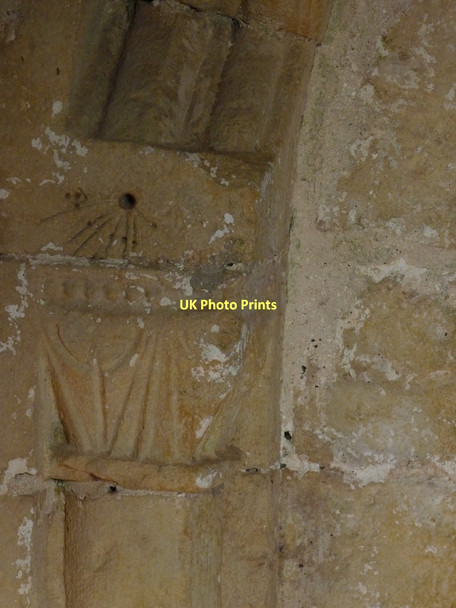 Photo 6"x4" Scratch sundial outside the door of the church Rhossili c2011