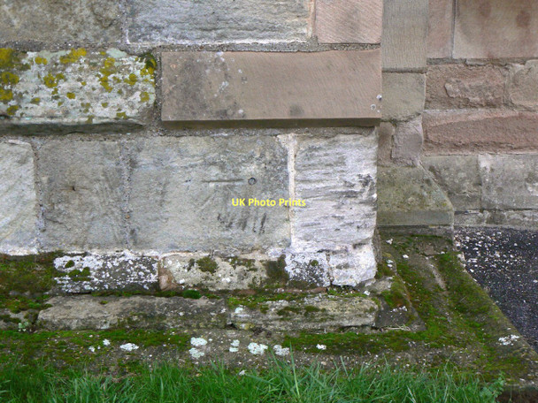 Photo 6"x4" Bench mark at Plumtree Church Normanton-on-the-Wolds c2011