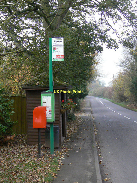 Photo 6"x4" Cotgrave Lane postbox ref NG12 150, and Cotgrave Lane End bus stop Clipston\/SK6334 c2011
