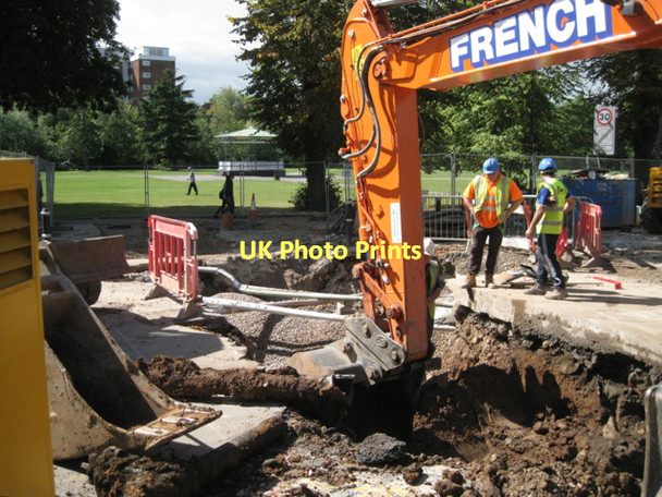 Photo 6"x4" Excavating the trench for a sewer Royal Leamington Spa c2011