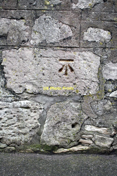 Photo 6"x4" Benchmark on Castle Road wall Fortuneswell c2011