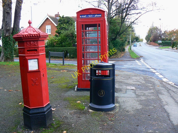 Photo 6"x4" Penfold pillar box, K6 telephone box and a litter bin, Evesham Road, Cheltenham Cheltenham c2009