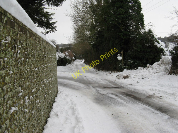 Photo 6"x4" Road mirror on sharp bend in Madehurst Madehurst c2010