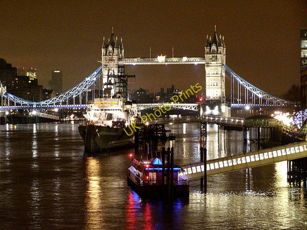Photo 6"x4" Tower Bridge and HMS Belfast London c2010