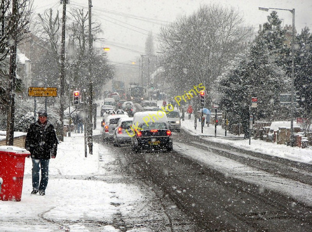 Photo 6"x4" Cherry Hinton Road in the snow Cambridge\/TL4658 c2009