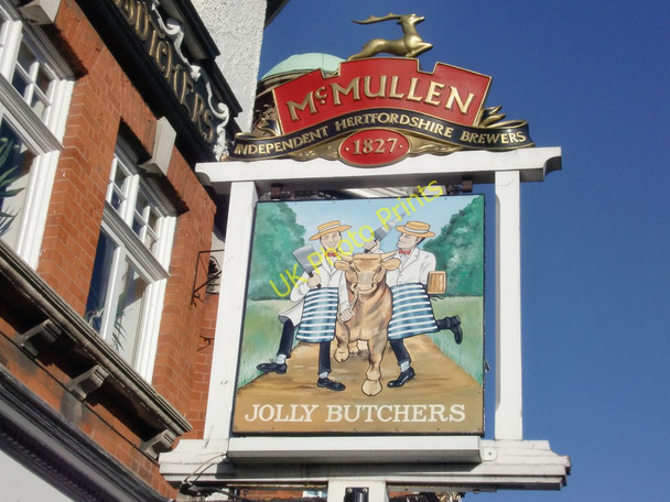 Photo 6"x4" Sign for Jolly Butchers Public House, Baker Street, Enfield Enfield\/TQ3396 c2010