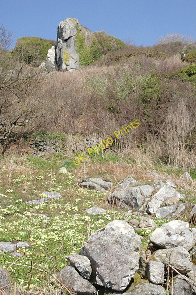 Photo 6"x4" Rock buttress above the coast Coverack c2010