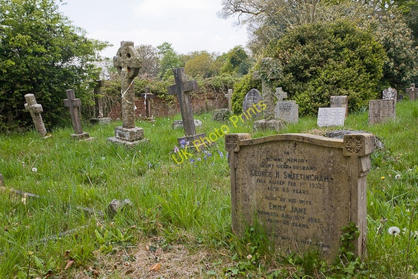 Photo 6"x4" Gravestones at Church of St Mary the Virgin, Bransgore Bransgore c2010