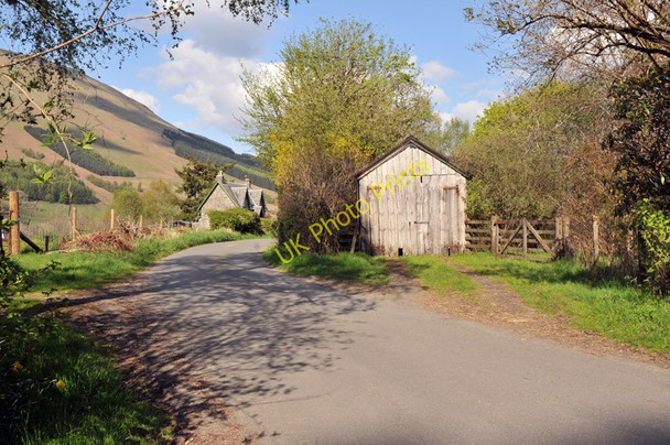 Photo 6"x4" Wooden garage and the road from Balquhidder to Strathyre Balquhidder c2010
