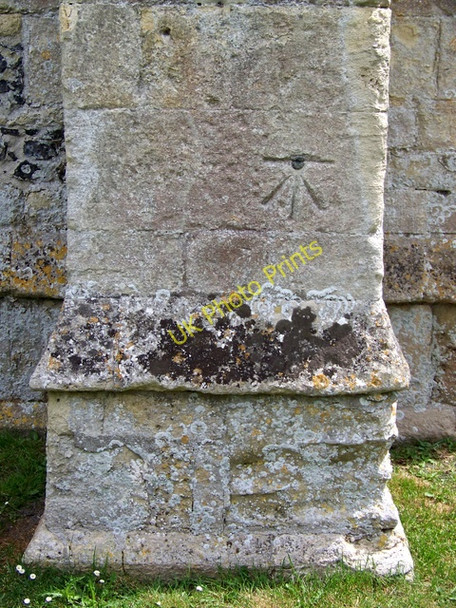 Photo 6"x4" Bench Mark, St Mary's Church Upavon c2010