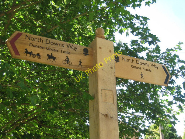 Photo 6"x4" North Downs Way Sign Dunton Green c2010