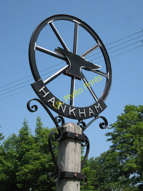 Photo 6"x4" Hankham Village Sign Hankham c2010