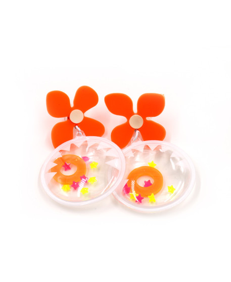 Galaxy Glow Air Pillow Earrings - Smiling Sun Spheres (004)