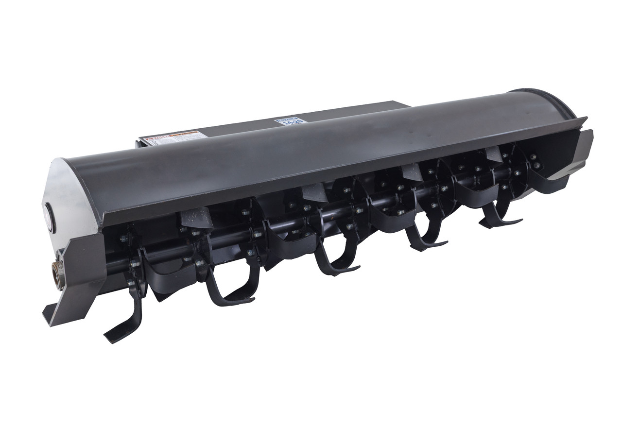 72" Wide Skid Steer Tiller Attachment With 6" Deep Tines (14-20 gpm)