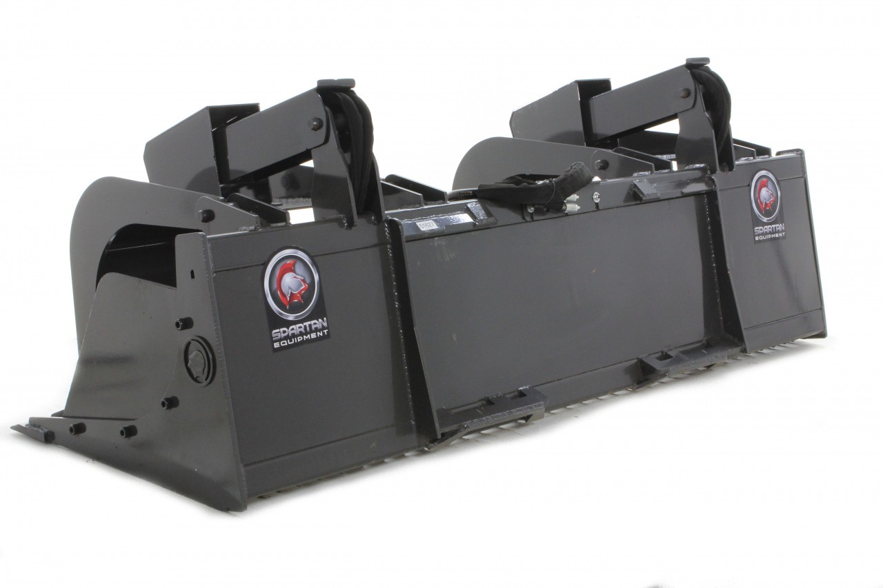 Skid Steer Rock Grapple Bucket 72" Wide With Smooth Edge Spartan