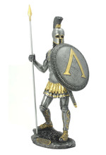 Spartan Warrior Statue With Spear Pewter