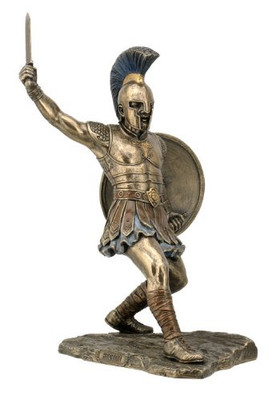 Hector Warrior Statue With Sword and Shield Bronzed Hector Warrior Statue With Sword and Shield Bronzed