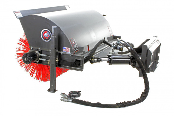 48" Wide Mini Skid Steer Manual Angle Broom With Poly/Wire Brush (Professional Series)