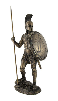 Spartan Warrior Statue With Spear Bronzed