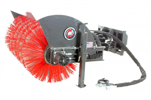 48" Wide Mini Skid Steer Hydraulic Angle Broom With Poly/Wire Brush (Professional Series)