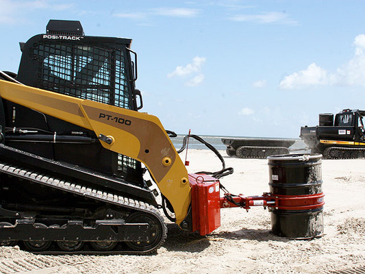 55 Gallon Skid Steer Barrel Grabber Attachment with 93° Dual Cylinder Rotating Base and 30 Gallon Insert 55 Gallon Skid Steer Barrel Grabber Attachment with 93° Dual Cylinder Rotating Base and 30 Gallon Insert