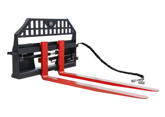 Skid Steer Pallet Fork Frame With 48" Long Tines Class II 4000 lbs Hydraulic Adjustable (Professional Series)