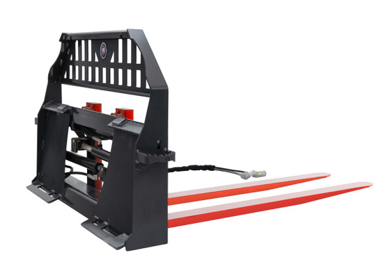 Skid Steer Pallet Fork Frame With 48" Long Tines Class II 4000 lbs Hydraulic Adjustable (Professional Series)