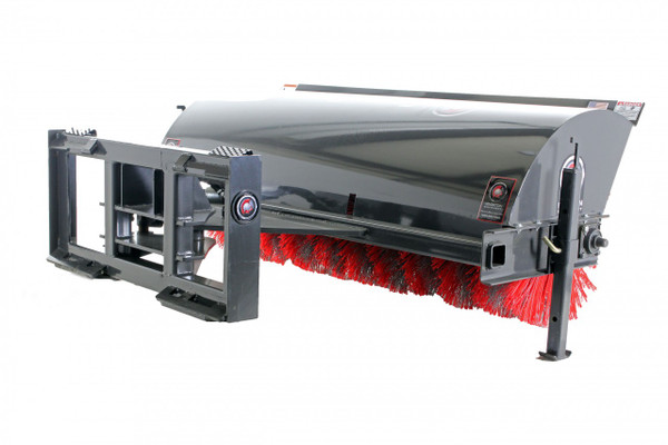 72" Wide Skid Steer Manual Angle Broom Attachment With Poly & Wire Brushes 72" Wide Skid Steer Manual Angle Broom Attachment With Poly & Wire Brushes