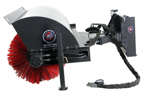 48" Wide Skid Steer Hydraulic Angle Broom Attachment With Poly Brushes Only