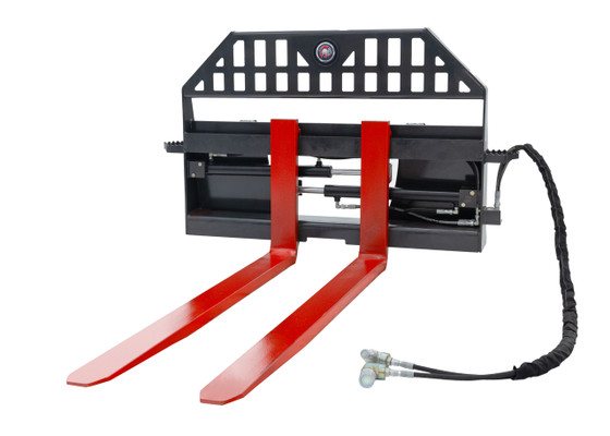 Skid Steer Pallet Fork Frame With 48" Long Tines Class II 5500 lbs Hydraulic Adjustable (Professional Series)