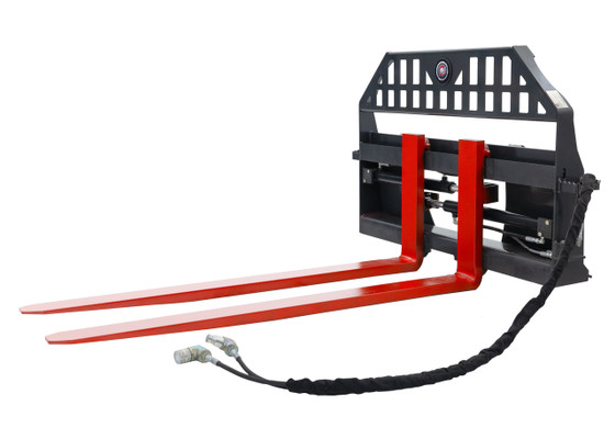 Skid Steer Pallet Fork Frame With 60" Long Tines Class II 5500 lbs Hydraulic Adjustable (Professional Series)