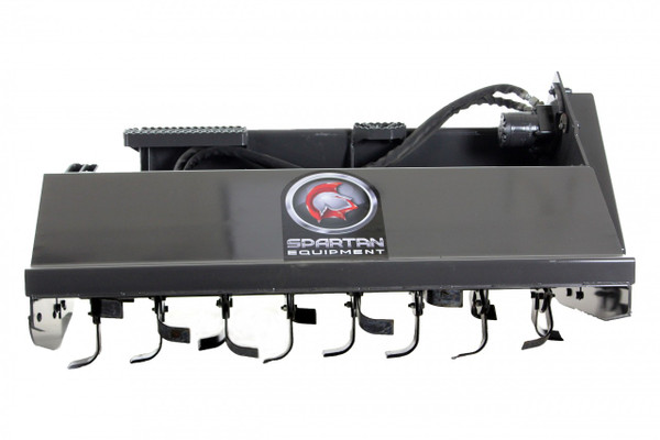 66" Wide Skid Steer Tiller Attachment With 6" Deep Tines (29-44) gpm 66" Wide Skid Steer Tiller Attachment With 6" Deep Tines (29-44) gpm