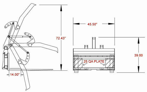 Skid Steer Fork Grapple Attachment With With 72" Long Tines Class II 5500 lbs | Professional Series Skid Steer Fork Grapple Attachment With With 72" Long Tines Class II 5500 lbs | Professional Series