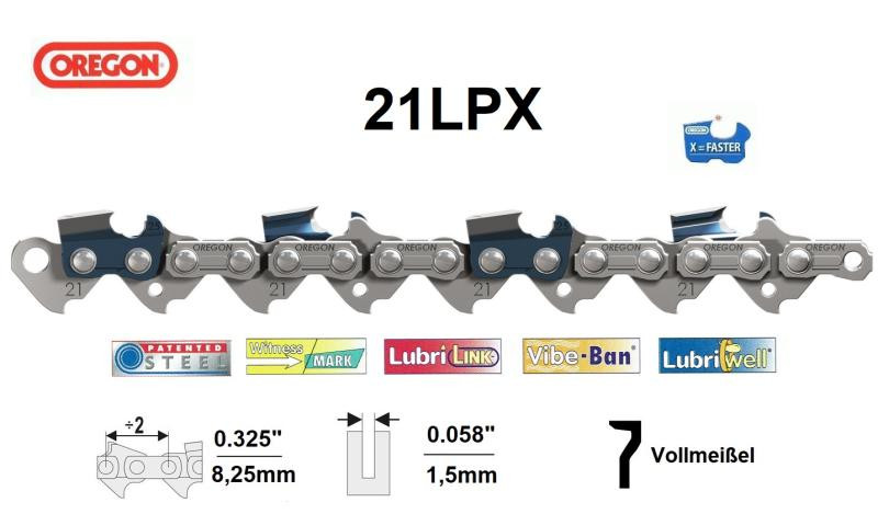 Oregon PowerCut LPX Chainsaw Chain, 56 Drive Links  0.325 0.058