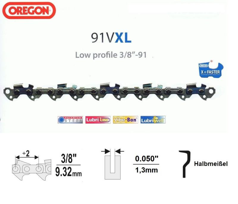Oregon VersaCut VXL Chainsaw Chain, 52 Drive Links  3/8 Mini / Picco 0.050