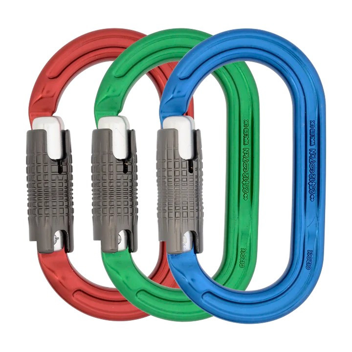 DMM Ultra O Locksafe 3 Way Carabiner - 3 Pack -Blue/Red/Green