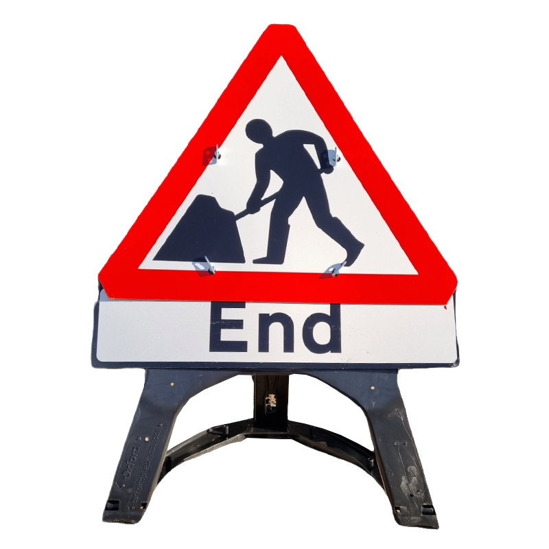 Start Traffic 750mm Men at Work, End, QuickFit Endura Sign