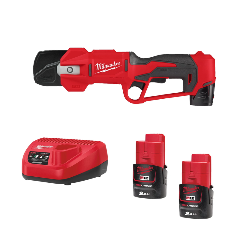 Milwaukee M12BLPRS-202 M12 FUEL Battery Brushless Pruning Shear Kit (2 x 2.0Ah Batteries, Charger)
