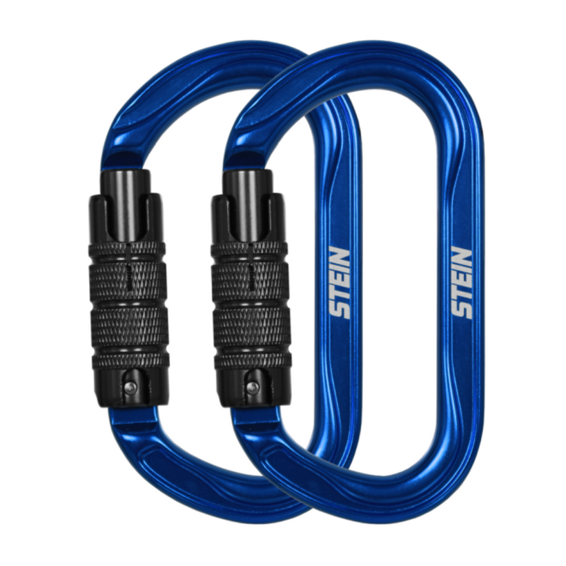 Stein Secura OVAL 3 Way Carabiner - Blue - Twin Pack