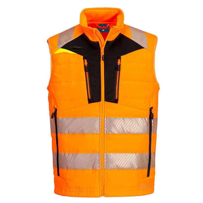Portwest Hi-Vis Hybrid Baffle Bodywarmer Orange/Black