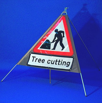 Active slide of Quazar 600mm Men at Work Sign Roll Up / Flexible
