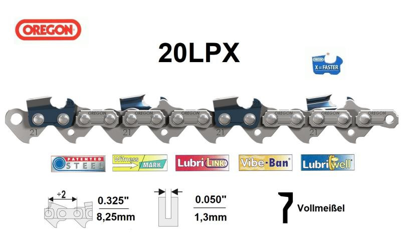 Active slide of Oregon PowerCut LPX Chainsaw Chain, 68 Drive Links 0.325 0.050