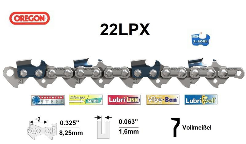 Oregon PowerCut LPX Chainsaw Chain, 81 Drive Links 0.325 0.063